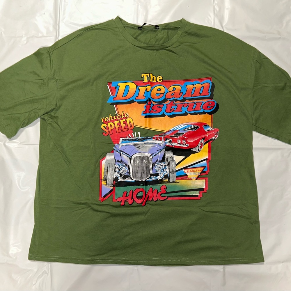 SHEIN Olive Green Tee with Graphic Design